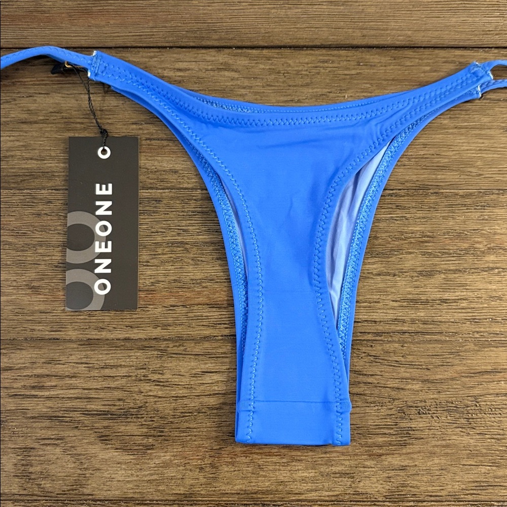 NWT [Oneone] Ariel Blue Side-Tie Bikini Swim Swimsuit Bottoms Women’s Small - Picture 6 of 11